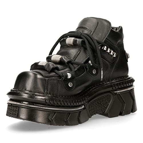 New Rock M-215-S6 Unisex Gothic Punk Schwarz Metallisch Plateau Stiefeletten 37 von New Rock