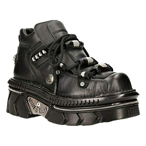New Rock M-215-S6 Unisex Gothic Punk Schwarz Metallisch Plateau Stiefeletten 42 von New Rock
