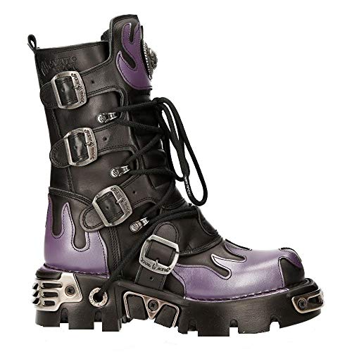 New Rock M-591-S5 Lila Feuer Punk Boots Leder Unisex Biker Design von New Rock