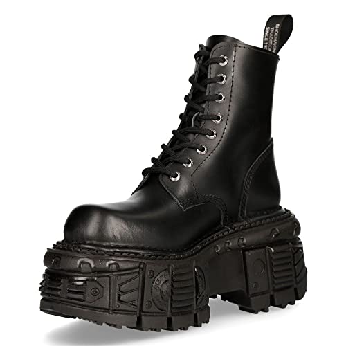 New Rock M-MILI084-S5 Unisex Stiefel Schwarz 100% Echtleder Militär Boots von New Rock