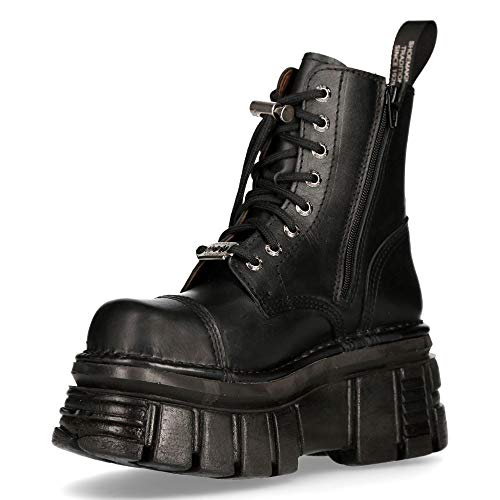 New Rock M-NEWMILI083-S21 Stiefel Schwarz Militär Schuhe Biker Design Leder von New Rock