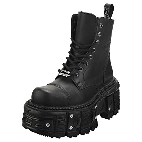 New Rock M-TANK083-C1 Stiefeletten Damen Schwarz Mid Boots, Schwarz - Schwarz - Größe: 45 EU von New Rock