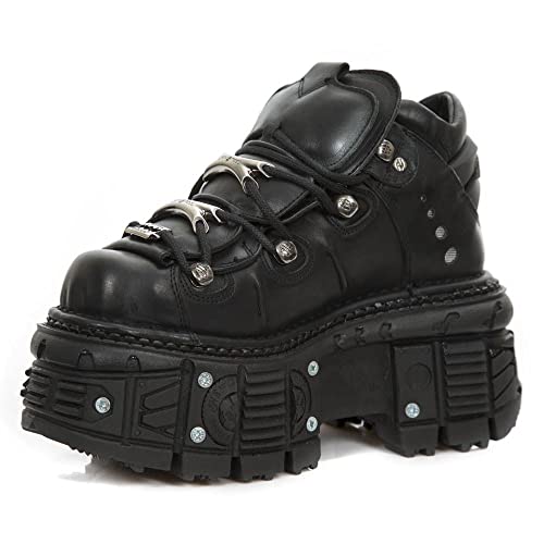 New Rock M-TANK106-C2 Unisex Schwarz 100% Leder Gote Plateau Punk Mode Stiefeletten Schuh 36 von New Rock