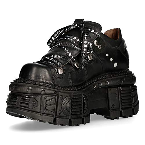 Schuhe aus Leder, Militär, Unisex, New Rock, Original M.TANK120NSHLACE-S1, Schwarz , 40 EU von New Rock
