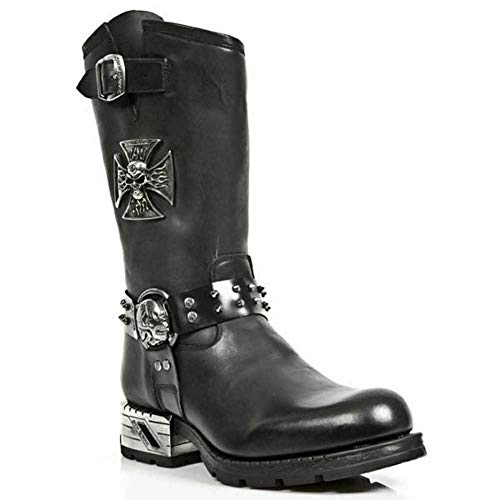 New Rock MR030-S1 Herrenstiefel Schwarz 100% Echtleder Goth Punk Design von New Rock