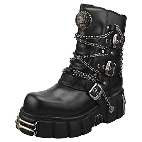 New Rock Shoes - Chained Black Leather Low-Cut Boots UK 7 / Black von New Rock