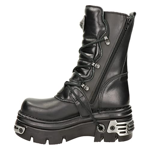 New Rock Shoes Classic New Rock Leather Boots with Reactor Sole UK 9/Black von New Rock