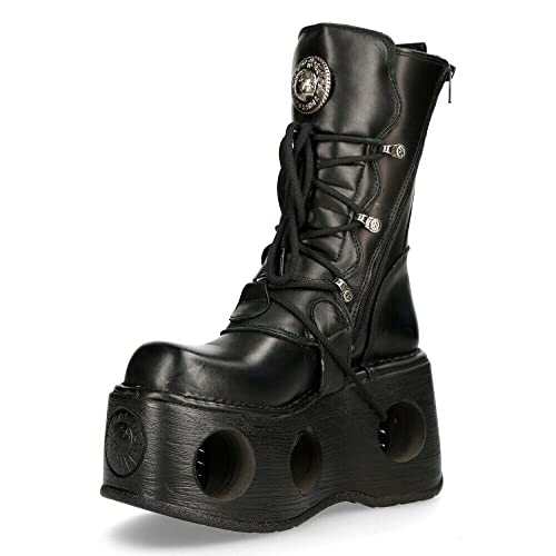 New Rock Stiefel 373-S2 Unisex Metallisch Schwarz Leder Plateau Goth Neptuno Platz 10 von New Rock