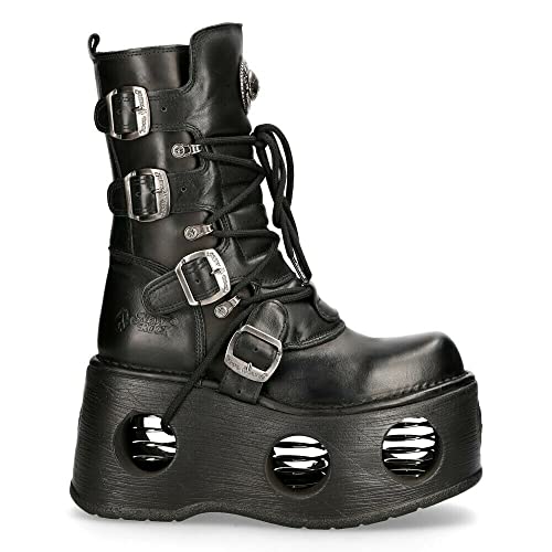 New Rock Stiefel 373-S2 Unisex Metallisch Schwarz Leder Plateau Goth Neptuno Platz 6 von New Rock