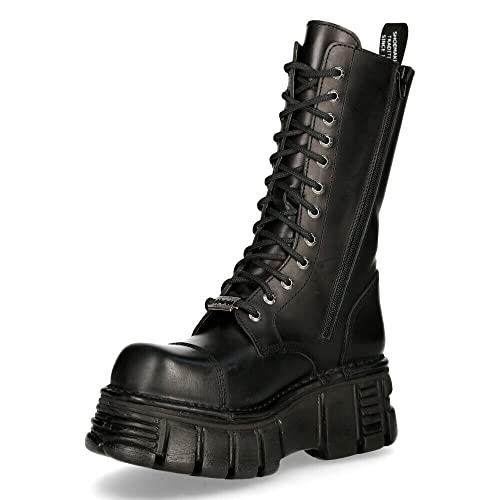 New Rock Stiefel M-MILI211C-C1 Unisex Military Metallisch Schwarz Schnürschuhe 100% Leder Techno Biker 36 von New Rock