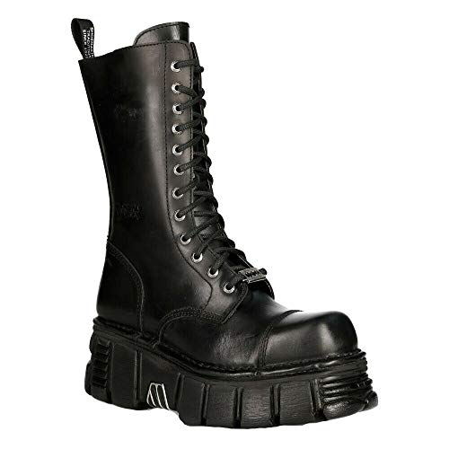 New Rock Stiefel M-MILI211C-C1 Unisex Military Metallisch Schwarz Schnürschuhe 100% Leder Techno Biker 44 von New Rock