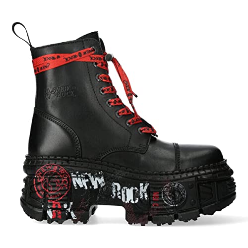 New Rock Stiefel WALL126CCT-C1 Unisex Metallisch Schwarz Leder Plattform gotisch Stiefel 44 von New Rock