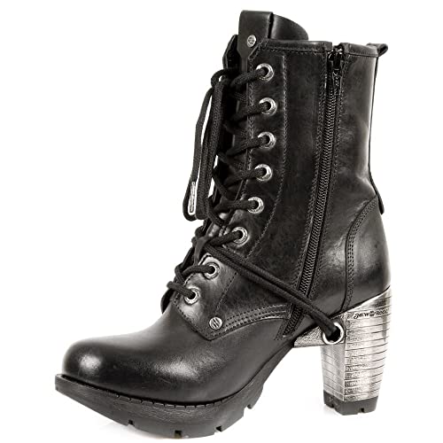New Rock TR001-S1 Damenstiefel Schwarz Echtleder Goth Punk Design Boots von New Rock