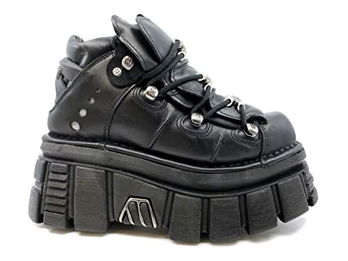 New Rock Tower M.106-C45 Lederstiefel mit Plattform, Schwarz, 38 EU von New Rock