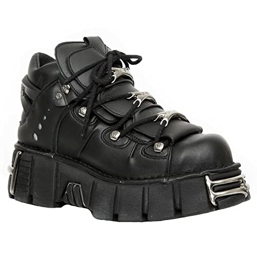 New Rock Tower Stiefeletten M-106-VS1 Unisex Metallisch Schwarz Vegan Leder Gothic Punk Rock 36 von New Rock
