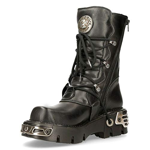 New Rock Unisex Metallic 391 Schwarz Reactor Schädel Teufel Gote Punk Leder Wadenstiefel 37 von New Rock