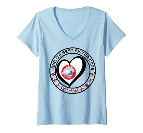 Damen Die Beste Schwester der Welt, die jemals das Glück Hatte, EIN Japanisches Mädchen zu Sein, Lady Kid T-Shirt mit V-Ausschnitt von New Year Celebrations Shogatsu Golden Week Holiday
