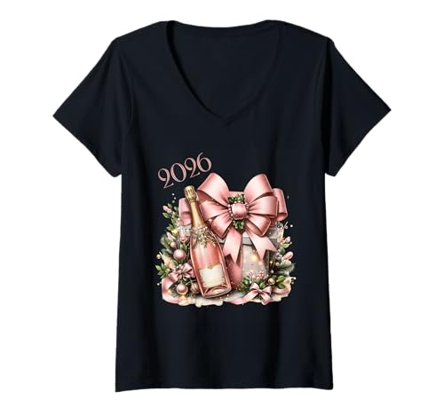 Damen Neujahrs-Champagner-Feier 2026 T-Shirt mit V-Ausschnitt Damen Neujahrs-Champagner-Feier 2026 T-Shirt mit V-Ausschnitt von New Year Collection
