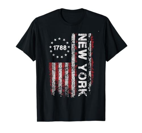 1788 New York State US Flag Vintage für Männer Frauen Jugend T-Shirt von New York 1788 Tees Retro Vintage