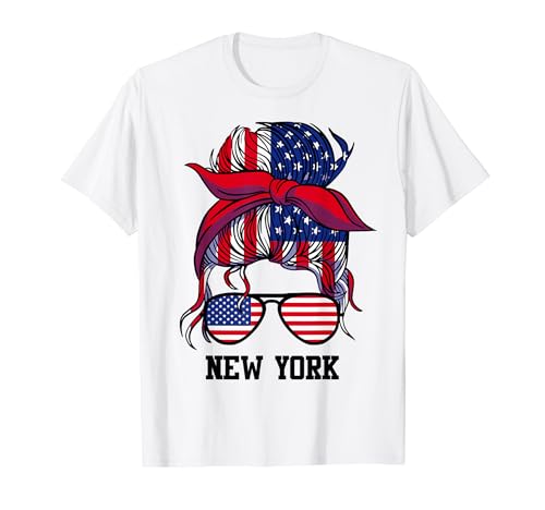 Bandana Kopftuch Sonnenbrille Mädchen New York T-Shirt von New York American Flag Patriotic Babe