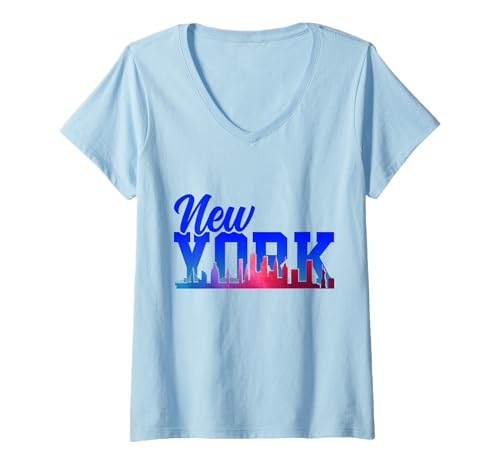 Damen New York City Skyline NYC NY Pride Souvenirs T-Shirt mit V-Ausschnitt von New York City - NYC Apparel & Gifts