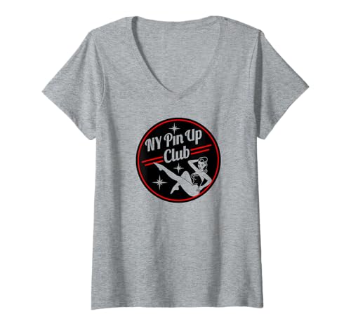Damen Logo des New Yorker PIN-UP-Clubs T-Shirt mit V-Ausschnitt Damen Logo des New Yorker PIN-UP-Clubs T-Shirt mit V-Ausschnitt von New York Pin Up Club Logo Shop