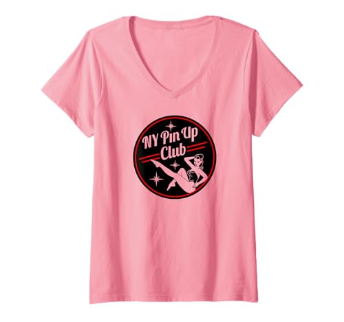 Damen Logo des New Yorker PIN-UP-Clubs T-Shirt mit V-Ausschnitt Damen Logo des New Yorker PIN-UP-Clubs T-Shirt mit V-Ausschnitt von New York Pin Up Club Logo Shop