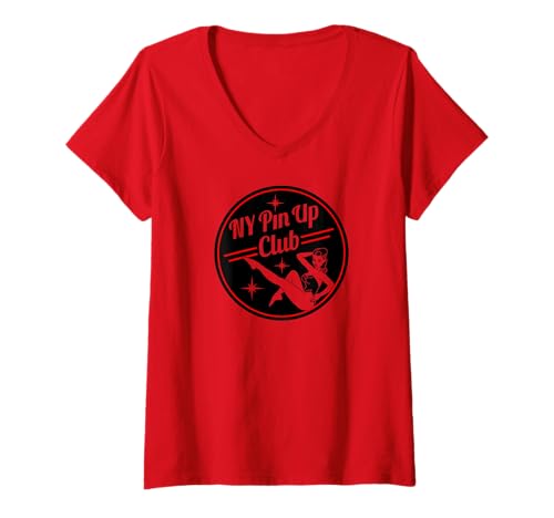 Damen Logo des New Yorker PIN-UP-Clubs T-Shirt mit V-Ausschnitt Damen Logo des New Yorker PIN-UP-Clubs T-Shirt mit V-Ausschnitt von New York Pin Up Club Logo Shop