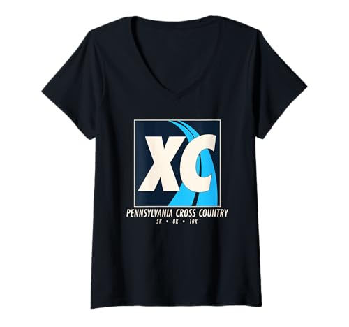 Damen XC-Läufer im Vintage-Lauf im Pennsylvania-Design T-Shirt mit V-Ausschnitt von New York Runner Co. MCMA