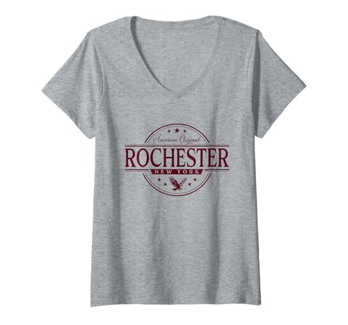 Damen Rochester New York - Rochester NY Label T-Shirt mit V-Ausschnitt von New York Souvenir Cos.