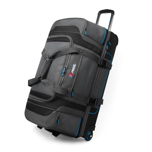 76,2 cm große Reisetasche mit Rollen und Griff, große erweiterbare Reisetasche für Männer und Frauen, 2 Fächer, mehrere Innen- und Außentaschen, Grau/Schwarz/Blau, Reisetasche mit Rollen von New York XPress