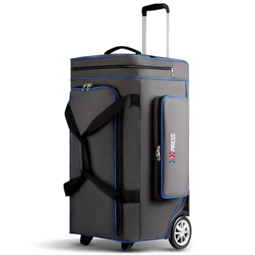 New York XPress Handgepäck-Reisetasche, 78,9 cm, faltbar, mit 2 Rollen und Griff, größere Räder, leicht, einfach zu transportieren, Reisetasche für Männer und Frauen, Schwarz, Blau, 31’’L von New York XPress