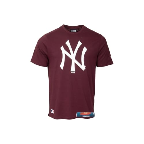 New York Yankees T-Shirt Herren NY MLB New Era Fanartikel 100% Baumwolle + Fanergy Traubenzucker (DE/NL/SE/PL, Alphanumerisch, L, Regular, Regular, Dunkelrot) von New York Yankees