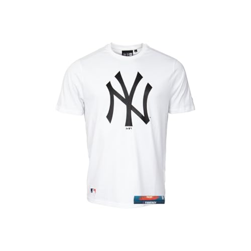 New York Yankees T-Shirt Herren NY MLB New Era Fanartikel 100% Baumwolle + Fanergy Traubenzucker (DE/NL/SE/PL, Alphanumerisch, M, Regular, Regular, Weiß) von New York Yankees