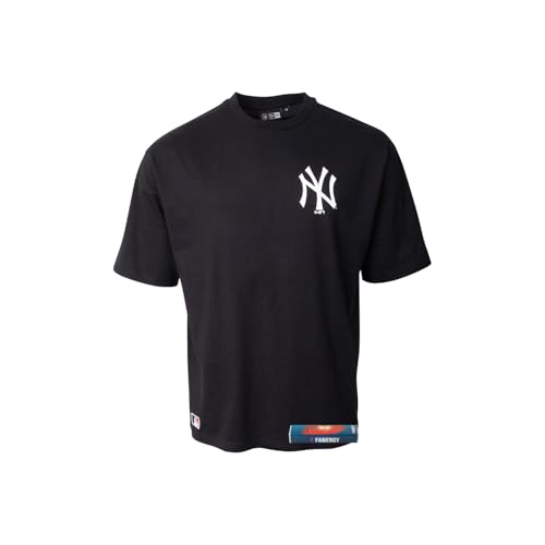 New York Yankees T-Shirt Herren NY MLB New Era Fanartikel Boxy 100% Baumwolle + Fanergy Traubenzucker (DE/NL/SE/PL, Alphanumerisch, L, Regular, Regular, NY - schwarz) von New York Yankees