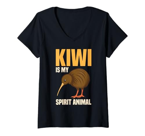 Damen Kiwi ist Mein Geisttier Kiwi Spirit Animal Kiwi T-Shirt mit V-Ausschnitt von New Zealand Kiwi Bird Lover