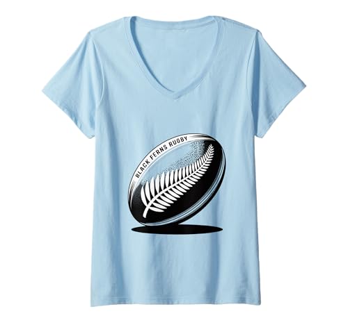 Damen Neuseeland Rugby Damen Rugby Black Ferns Herren T-Shirt mit V-Ausschnitt von New Zealand Women Rugby new tees Black Ferns kids