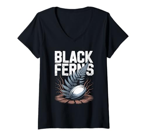 Damen Neuseeland Rugby Damen Rugby Black Ferns Herren T-Shirt mit V-Ausschnitt von New Zealand Women Rugby new tees Black Ferns kids
