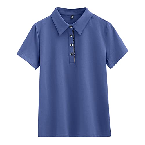 New front Damen Golf Poloshirt T-Shirts für Kurzarm Frauen Sommer Essentials Klassischer Schnitt Kurzärmeliges Komfortabel Baumwolle Schweiß-Absorption Blau XL von New front