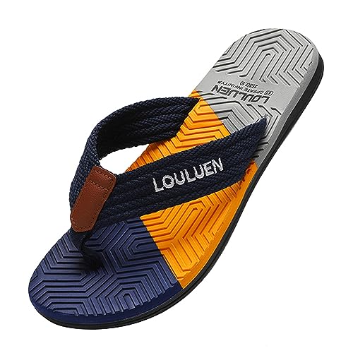 New front Flip Flops Herren Strand Zehentrenner Cool Sommer Füße Badelatschen Klassisch Leicht Weich Rutschfest Hawaii Strand Baden Pool Meer Blau 42 von New front