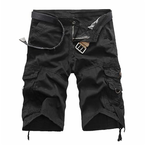 New front Herren Cargo Shorts aus Baumwolle Cargo Bermuda Shorts Männer Camouflage Bermudashorts Laufshorts Herren Baumwoll Sport Sommerlauf Camping Schwarz 30 von New front