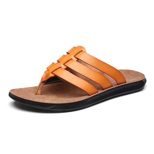 New front Herren Sommer Flipflops Männer Zehentrenner Slides Jungen Pantoffeln V2 Sandalen für Freizeit Alltag Beach Strand Urlaub Wandern Spaziergang, Gelb, 40 von New front