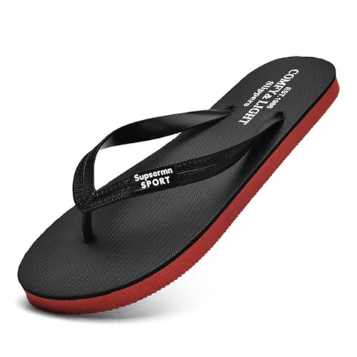 New front Herren Sommer Flipflops V2 Sandalen Jungen Zehentrenner Männer Pantoffeln Badeschuhe für Strand Beach Geschenk Schwimm Pools Freizeit Alltag Wandern, Schwarz, 44 von New front