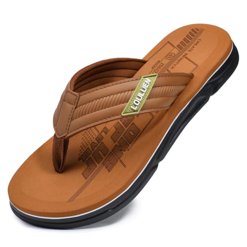 New front Herren V2 Sandalen Männer Freizeit Flipflops Badelatschen Zehentrenner Slides für Strand Badzimmer Sommer Wasserpark Wandern Urlaub Pools Schwimmen, Braun, 39 von New front