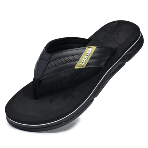 New front Herren V2 Sandalen Männer Freizeit Flipflops Badelatschen Zehentrenner Slides für Strand Badzimmer Sommer Wasserpark Wandern Urlaub Pools Schwimmen, Schwarz, 40 von New front