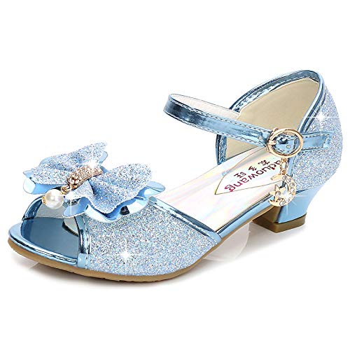 New front Prinzessin Schuhe ELSA Schuhe Mädchen Kinder Anna und ELSA Schuhe mit Glitzer eisprinzessin Schuhe Hausschuhe für Karneval Geschenk Verkleidung Cosplay Kindergarten Geburtstag, Blau, 27 von New front