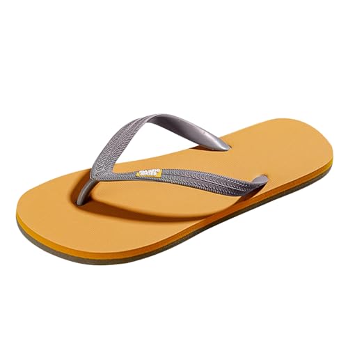 New front Sommer Herren Flipflops Männer V2 Sandalen Zehentrenner Hausschuhe Slipper Jungen Slides für Strand Urlaub Wandern Wasserpark Pools Schwimm Klettern, Gelb, 42 von New front