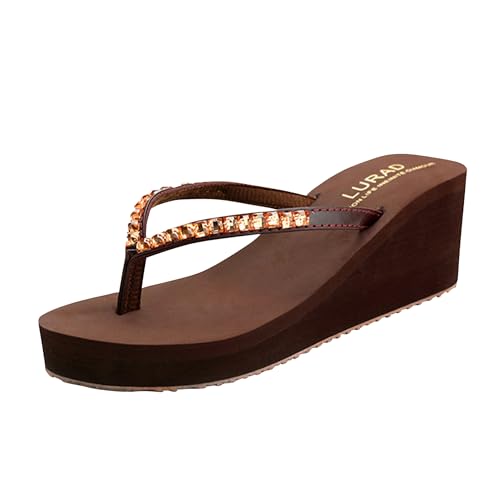 New front Sommer Sandalen Keilabsatz Flip Flops Damen Elegant Strand Mode Schräge Ferse Gummi Komfort Sand Strand Urlaub Pools Sommer Braun L New front Sommer Sandalen Keilabsatz Flip Flops Damen Elegant Strand Mode Schräge Ferse Gummi Komfort Sand Strand Urlaub Pools Sommer Braun L von New front