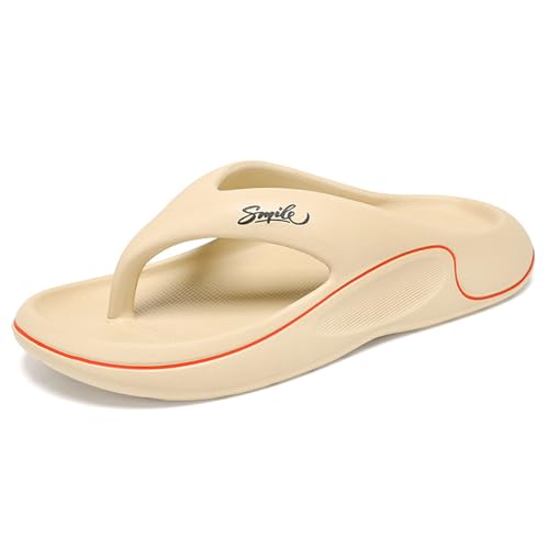 New front Sommer Zehentrenner für Herren Männer Flipflops Hausschuhe Jungen V2 Sandalen Slides Pantoffeln Schlappen für Strand Urlaub Geschenk Hawaii Beach Wasserpark Pools Badezimmer, Braun, 38 von New front