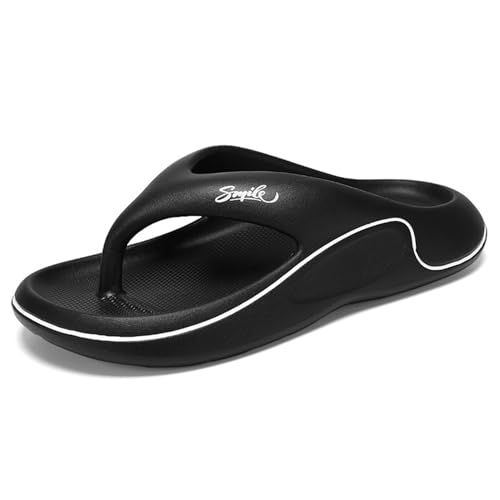 New front Sommer Zehentrenner für Herren Männer Flipflops Hausschuhe Jungen V2 Sandalen Slides Pantoffeln Schlappen für Strand Urlaub Geschenk Hawaii Beach Wasserpark Pools Badezimmer, Schwarz, 40 von New front